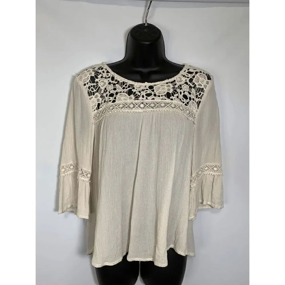 Love on a Hanger Boho Rayon Lace Blouse